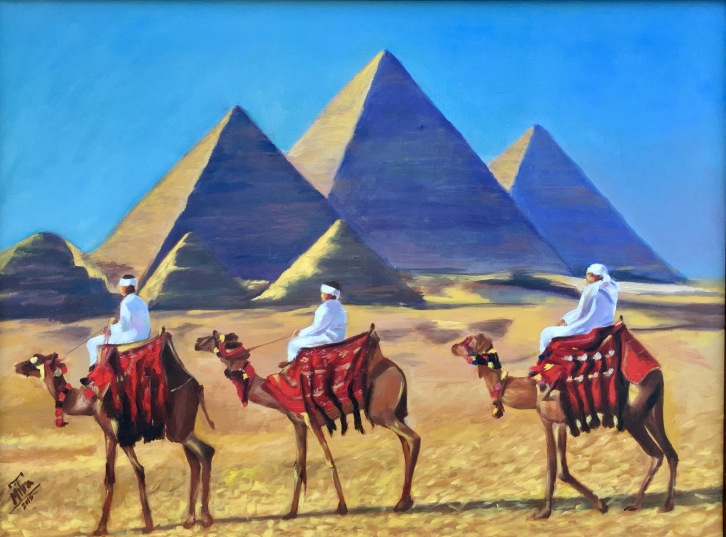 Pyramids of Giza,24x31x.75", Oil on Canvas, $1100 (Framed) (FREE SHIPPING &amp; HANDLING WITHIN THE U.S.)